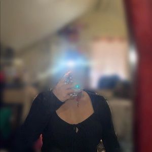 Black ribbon knot top